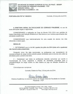 Portaria-DG-FCP n.º 002-2014 - Jogos da Copa FIFA 2014